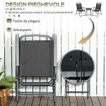 Set da Giardino 3 Pezzi con 2 Sedie 53.5x64x93 cm e Tavolino da Caffè Ø45x50 cm, in Metallo, Nero - immagine 4