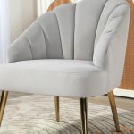 Poltrona in Velluto da Camera e Salotto a Conchiglia Stile Art Deco, Acciaio, 63x65x84 cm, Grigio - immagine 7