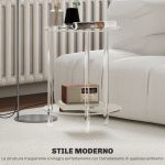 Tavolino Basso Rotondo a 2 Livelli in Acrilico per Interni, Ø40x50 cm, Trasparente - immagine 4