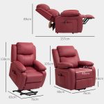 Poltrona Alzapersona Reclinabile con Poggiapiedi e Telecomando, in Pelle PU, 76x90x105 cm, Rosso - immagine 3