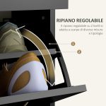 Mobile Scarpiera da 12 Paia con 2 Ripiani Interni Regolabili e 2 Cassetti, in Legno, 80x30x91.5 cm, Nero - immagine 5