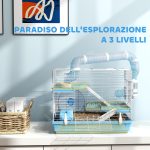 Gabbia per Criceti a 3 Piani con Casetta, Ruota, Ciotola per Cibo, Bottiglia e Tubi, Azzurro - immagine 5