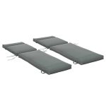 Set 2 Cuscini per Sdraio da Esterno Imbottiti in Cotone con Cinghie, 196x55x8 cm, Grigio Scuro