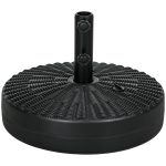 Base per Ombrellone da Giardino 3 m con Maniglie Incorporate, in HDPE e Acciaio, Ø51x36 cm, Nero
