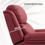 Poltrona Alzapersona Reclinabile con Poggiapiedi e Telecomando, in Pelle PU, 76x90x105 cm, Rosso - immagine 5