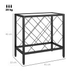 Portabottiglie Vini per 10 Bottiglie in Acciaio Nero con Piano d'Appoggio in Vetro Temperato, 41x22x41 cm - immagine 3