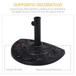 Base per Ombrellone a Mezzaluna da Ø3.8 e Ø4.8 mm in Resina con Manovella, 50x31x32 cm, Nero - immagine 4