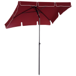 Ombrellone da Giardino Rettangolare e Regolabile con Palo in Alluminio, 2x1.3x2.5 m, Rosso Vino