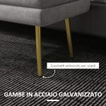 Panca Fondo Letto con Spazio Portaoggetti, in Acciaio e Poliestere, 79.5x37.5x43 cm, Grigia - immagine 7