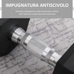 Manubrio da 12.5 kg Esagonale Singolo con Impugnatura Zigrinata Antiscivolo, Nero - immagine 5