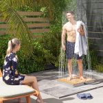 Doccia da Giardino Portatile con Altezza Fino a 4 m e Getti d'Acqua Regolabili, 70x55 cm, Legno - immagine 2
