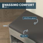Scarpiera Salvaspazio Imbottita a 3 Ripiani Aperti con Spazio a Scomparsa, in Legno, 80x30x45 cm, Nero e Grigio - immagine 4
