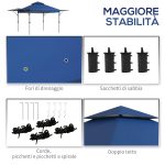 Gazebo Pieghevole 5x3m con Pareti Estensibili, Altezza Regolabile e Borsa con Ruote, Blu - immagine 5