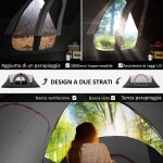 Tenda da Campeggio 6 Posti con 2 Stanze Separate, Poliestere e Fibra di Vetro, 450x215x180 cm, Grigio - immagine 4