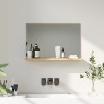 Specchio Bagno da Parete con Mensola Design Moderno e Multiuso, 60x12x40 cm, Legno - immagine 8
