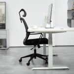 Sedia da Ufficio Ergonomica con Poggiatesta e Altezza Regolabili, Funzione Dondolo e Ruote, Nero - immagine 8
