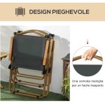 Set 2 Sedie per Esterni Pieghevoli con Braccioli in Tessuto Oxford e Acciaio, Grigio - immagine 5