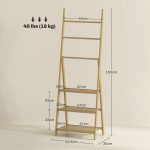 Scaffale Bagno 3 Ripiani con Porta Asciugamani a 3 Barre, Autoportante e Pieghevole in Legno di Bambù - immagine 3