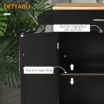 Carrello da Cucina con Cassetto e Armadietto 2 Ante, Ruote e Barra Laterale, 83x45x91.5cm, Nero - immagine 7