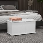 Panca Contenitore Multiuso in Legno per Camera e Ingresso, 80x40x40 cm, Bianco - immagine 7