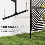 Separé Divisorio da Esterno Decorativo e Traliccio per Rampicanti, 122x45x198 cm, Nero - immagine 5