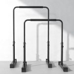 Set 2 Barre per Dip Regolabile su 4 Altezze con Maniglie Antiscivolo in Acciaio, 70x50x80-105 cm, Nero - immagine 8