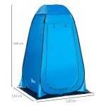 Tenda Doccia da Campeggio e Spiaggia con Porta a Cerniera e Borsa di Trasporto, 126x124x189 cm, Blu - immagine 3