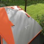 Tenda da Campeggio 2 Posti con Finestra a Rete e Gancio, in Poliestere, 210x150x110 cm, Grigio e Arancione - immagine 9
