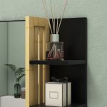 Specchiera Bagno Moderna da Parete a 4 Ripiani in Legno, 45x15x58.5cm, Nero - immagine 8