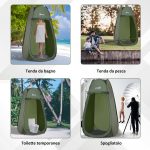 Tenda da Doccia Pop Up Impermeabile in Poliestere e Plastica, 100x100x185 cm, Verde Militare - immagine 6