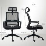 Sedia da Ufficio Ergonomica con Poggiatesta e Altezza Regolabili, Funzione Dondolo e Ruote, Nero - immagine 3