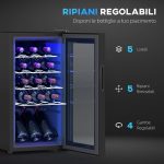 Cantinetta Vino Frigo per 15 Bottiglie, Capacità 44L, con Controllo Temperatura e Ripiani Regolabili, Nero - immagine 6