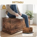 Panca Contenitore Capacità 120 kg per Camera da Letto e Ingresso, in Legno, 100x40x40 cm, Marrone - immagine 6