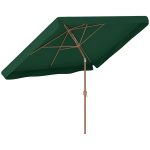 Ombrellone da Giardino 2x3 m con Apertura a Manovella, Inclinabile e Anti UV 50+, Verde