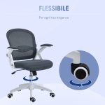 Sedia da Ufficio Ergonomica con Schienale a Rete e Altezza Regolabile, 65.5x61.5x88-97.5cm, Grigio - immagine 7