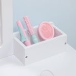 Set Toeletta per Bambini con Tavolo Trucco e Sgabello, Specchio e 2 Cassetti, Bianco e Colore Legno - immagine 7