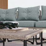Set da Giardino 5 Pezzi in Rattan con 2 Sedie Laterali, Sedia Centrale e 2 Sgabelli/Tavolini da Caffè - immagine 6