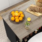 Isola per Cucina con 2 Ripiani Aperti e 2 Armadietti, in MDF, 105x60x82 cm, color Rovere e Nero - immagine 8