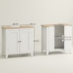 Mobile Sottolavabo Bagno a U con Ripiano Regolabile Interno, in MDF, 60x30x60 cm, Bianco e color Legno - immagine 3