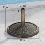 Base per Ombrellone da 12 kg con Manovella Integrata, in Resina, Metallo e Cemento, Ø46x34 cm, Bronzo - immagine 3
