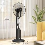 Ventilatore Nebulizzatore a 3 Velocità, Oscillazione 75° e Nebulizzazione Regolabile, Nero - immagine 3