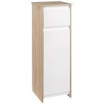 Mobile Bagno con Cassetto e Armadietto con Ripiano Regolabile Interno, in MDF, 32.6x30x90 cm