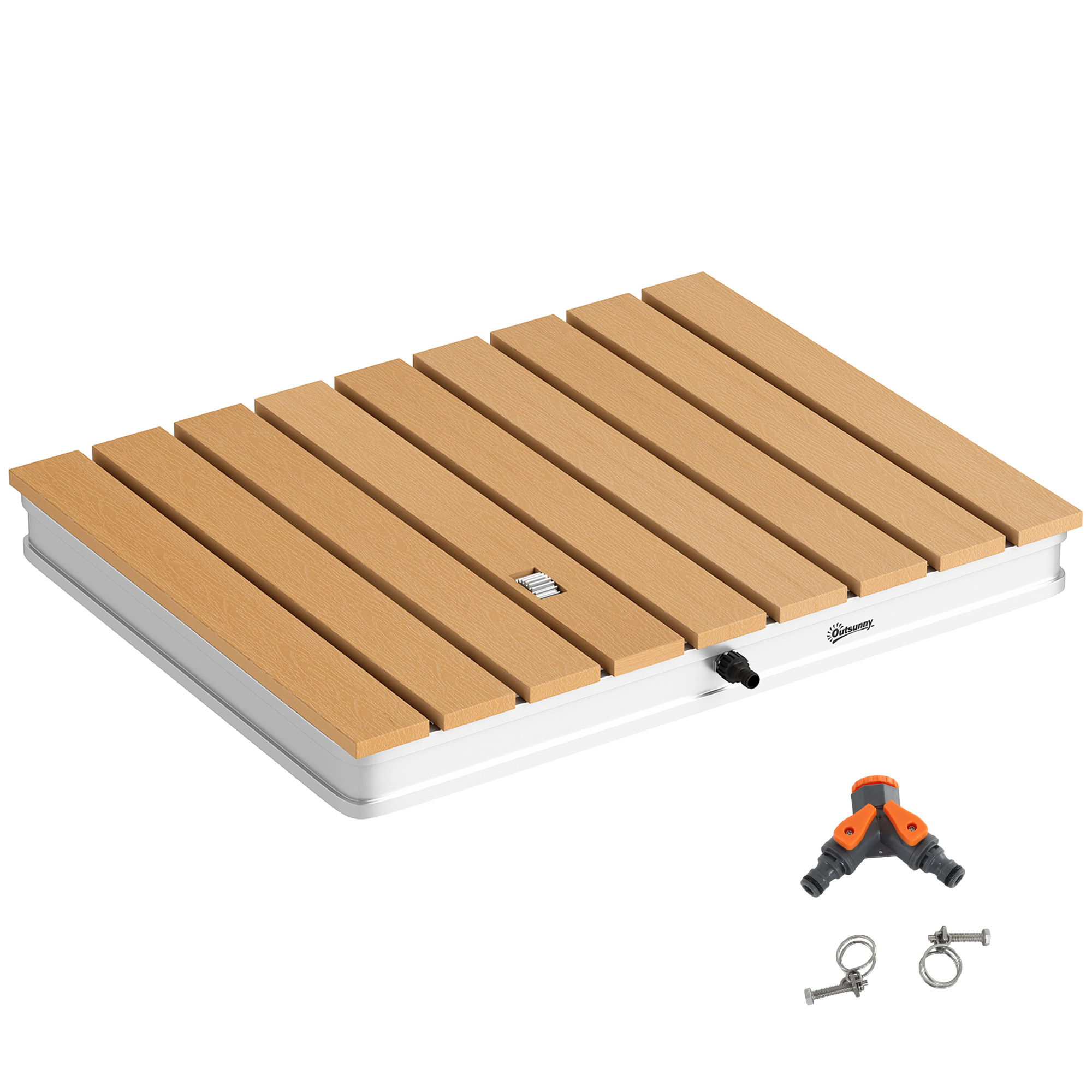 qsn8491967aef3ccc.jpg Doccia da Giardino Portatile con Altezza Fino a 4 m e Getti d'Acqua Regolabili, 70x55 cm, Legno - immagine 1