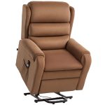 Poltrona Alzapersona Reclinabile a 160° con Poggiapiedi e Telecomando, in Velluto, 85x88x109 cm, Marrone