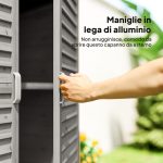 Armadio da Giardino in Legno di Abete con Porte a Persiana e 2 Ripiani, 87x46.5x96.5cm, Grigio - immagine 7