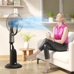 Ventilatore Nebulizzatore a 3 Velocità, Oscillazione 75° e Nebulizzazione Regolabile, Nero - immagine 2