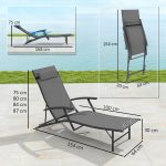 Set 2 Sdraio da Giardino Pieghevoli con Schienale Regolabile su 4 Livelli e Cuscino, Grigio - immagine 3