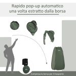 Tenda da Doccia Pop Up Impermeabile in Poliestere e Plastica, 100x100x185 cm, Verde Militare - immagine 4