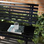 Panchina da Esterno in Alluminio a 2 Posti a Doghe, 123x67x79cm, Nero - immagine 7