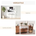 Tavolo Consolle Moderno da Ingresso in MDF con 3 Cassetti, 100x32x85 cm, Bianco - immagine 5